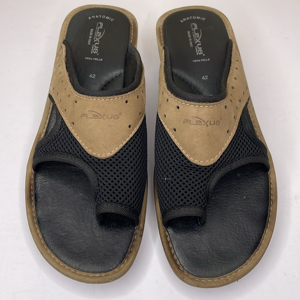 FLEXUS Women’s PASCALLE Sandals Tan & Black Slide On Cushioned Insole 42